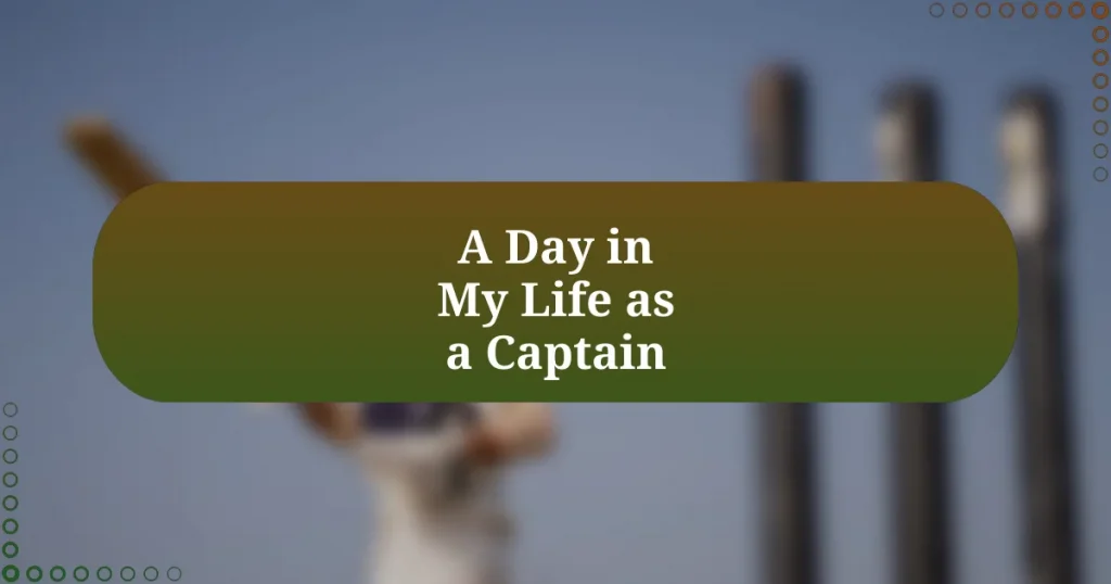 A Day in My Life as a Captain