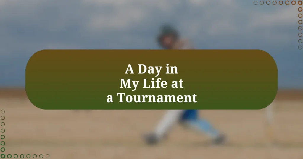 A Day in My Life at a Tournament