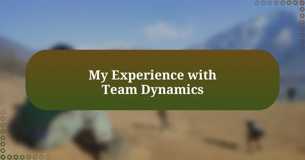 My Experience with Team Dynamics