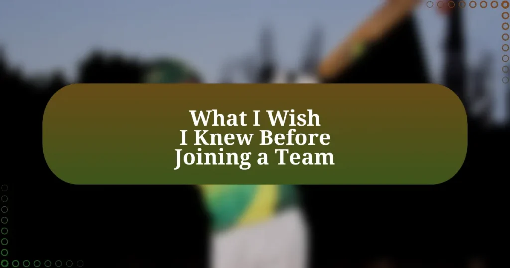 What I Wish I Knew Before Joining a Team