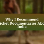 Why I Recommend Cricket Documentaries About India