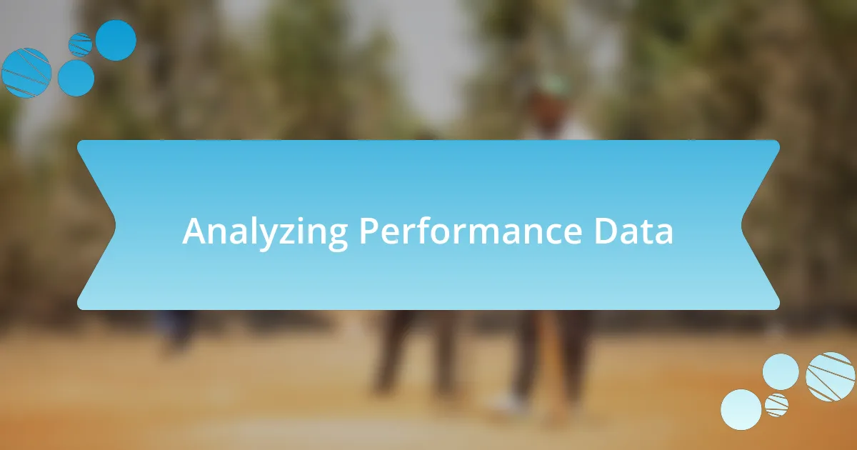 Analyzing Performance Data